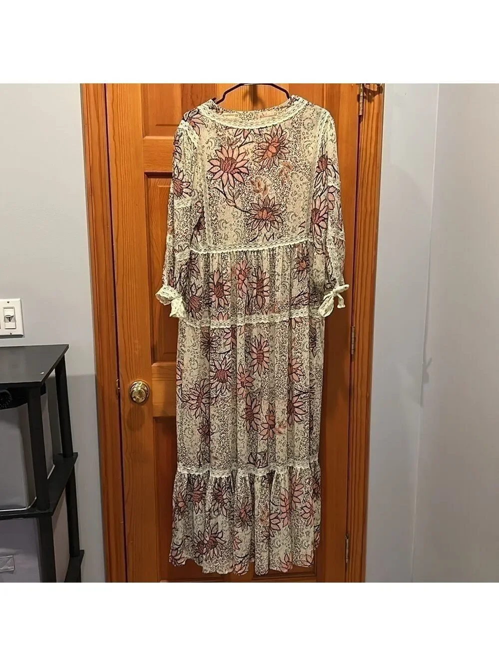 Free People Intimately Lace Long Robe Grasslands Kimono Size XS/S